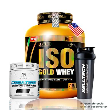 ISO GOLD WHEY 6.6LBS CHOCOLATE+CREATINA DRAGON PHARMA 300GR