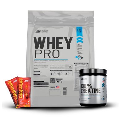 WHEY PRO 5KG CHOCOLATE+CREATINA UNIVERSE NUTRITION 250GR+2 DIABOLUS