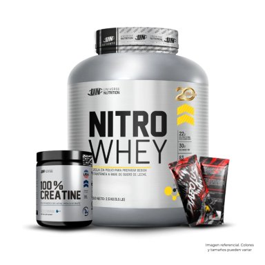 NITRO WHEY 5.5LB COOKIES AND CREAM+CREATINA UNIVERSE NUTRITION 250GR+2 DIABOLUS