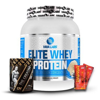 YAVA ELITE WHEY PROTEIN 1KG VAINILLA+CREATINA DORIAN YATES 300GR+2 DIABOLUS