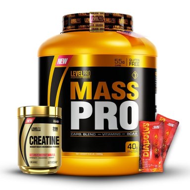 MASS PRO 6.6LBS COOKIES+CREATINA LEVEL PRO 500GR+2 DIABOLUS