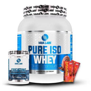 PROTEÍNA YAVA LABS ISO WHEY 1KG CHOCOLATE+CREATINA YAVA LABS 300GR+2 DIABOLUS