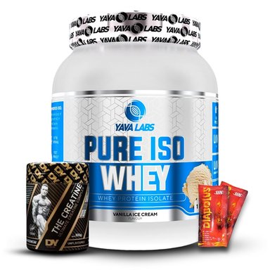 PROTEÍNA YAVA LABS ISO WHEY 1KG VAINILLA+CREATINA DORIAN YATES 300GR+2 DIABOLUS