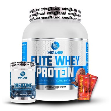 YAVA ELITE WHEY PROTEIN 1KG CHOCOLATE+CREATINA YAVA LABS 300GR+2 DIABOLUS