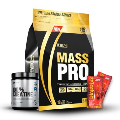 MASS PRO 10LBS VANILLA CREME+CREATINA UNIVERSE NUTRITION 250GR+2 DIABOLUS