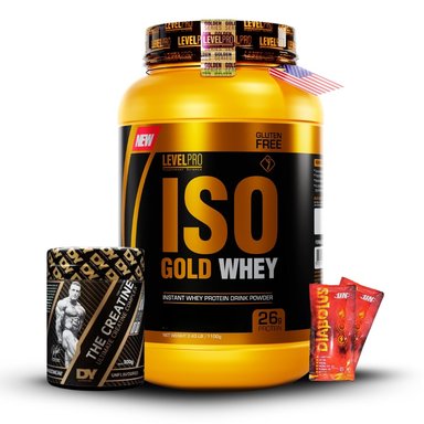 ISO GOLD WHEY 2.43LB CHOCOLATE+CREATINA DORIAN YATES 300GR+2 DIABOLUS