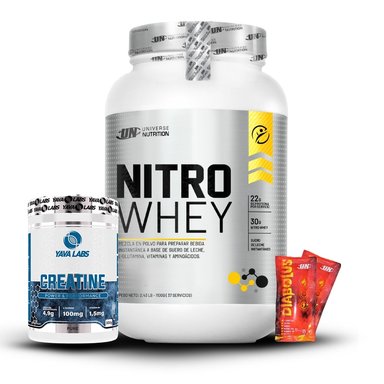 NITRO WHEY 1.1KG CHOCOLATE+CREATINA YAVA LABS 300GR+2 DIABOLUS
