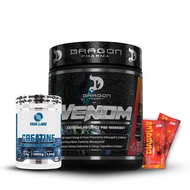 VENOM 40 SERV FRUIT PUNCH+CREATINA YAVA LABS 300GR+2 DIABOLUS
