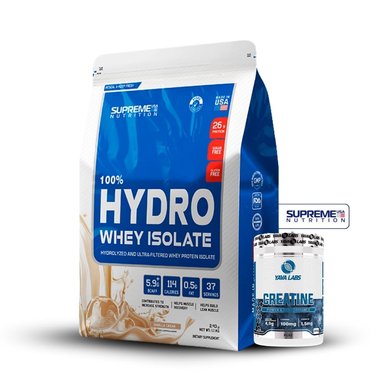 100% HYDRO WHEY ISOLATE VAINILLA 2.43LB+CREATINA YAVA LABS 300GR