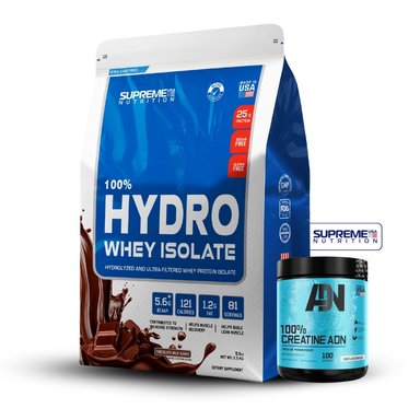 100% HYDRO WHEY ISOLATE CHOCOLATE 5.5LB+CREATINA ADN 250GR