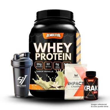 WHEY PROTEIN 2.3LB VAINILLA+CREATINA MYPROTEIN 250GR+KRAK SPORT 90 CÁPSULAS