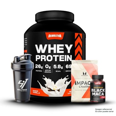 WHEY PROTEIN 5LB VAINILLA+CREATINA MYPROTEIN 250GR+MACA NEGRA SPORT 120 CAPS