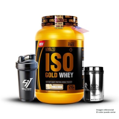 ISO GOLD WHEY 2.43LBS VANILLA CREME+CREATINA KEVIN LEVRONE 500GR+SHAKER
