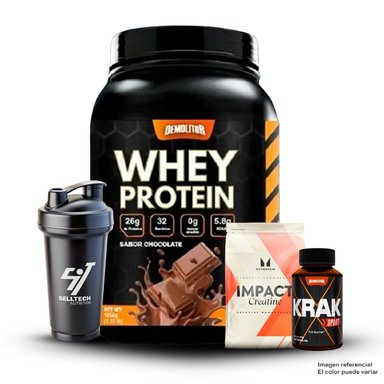 WHEY PROTEIN 2.3LB CHOCOLATE+CREATINA MYPROTEIN 250GR+KRAK SPORT 90 CÁPSULAS