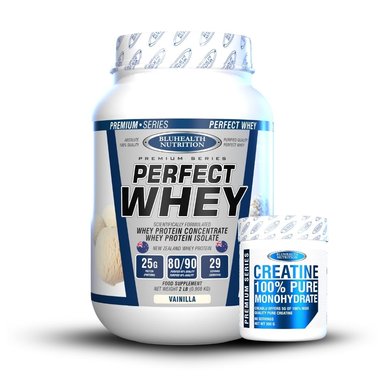 Perfect Whey 2 lb Bluhealth Nutrition  Vainilla + Creatina 300gr