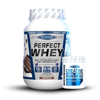 Perfect Whey 2 lb Bluhealth Nutrition  Chocolate + Creatina 300gr