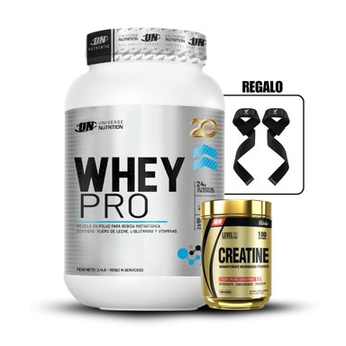 WHEY PRO 1.1 KG VAINILLA+CREATINA LEVEL PRO 250GR+STRAPS
