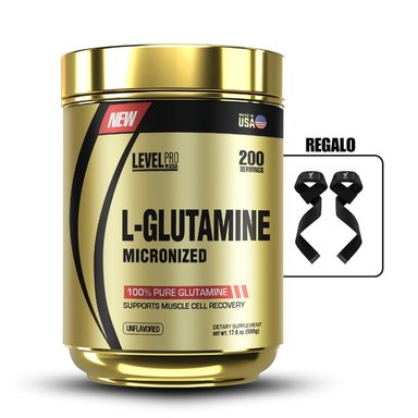GLUTAMINA MICRONIZADA LEVEL PRO 500GR+STRAPS