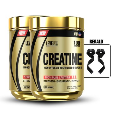 CREATINA MONOHIDRATA LEVEL PRO 250GR PACK X2+STRAPS