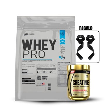 WHEY PRO 5KG VAINILLA+CREATINA LEVEL PRO 250GR+STRAPS