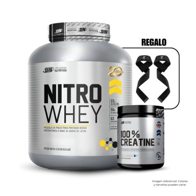 NITRO WHEY 5.5LB COOKIES Y CREAM+UNIVERSE NUTRITION 150GR+STRAPS