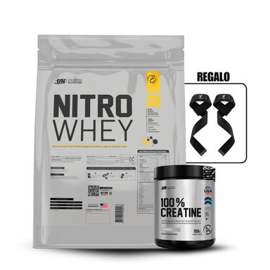 NITRO WHEY 5 KG COOKIES Y CREAM+UNIVERSE NUTRITION 150GR+STRAPS
