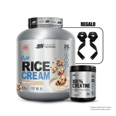 CREMA DE ARROZ UNIVERSE NUTRITION 2.5KG COOKIES+CREATINA UN 150GR+STRAPS