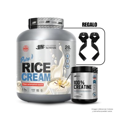 CREMA DE ARROZ UNIVERSE NUTRITION 2.5KG VAINILLA+CREATINA UN 250GR+STRAPS