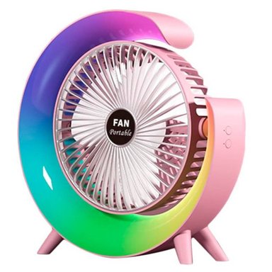 VENTILADOR DE MESA PORTATIL G ESCITORIO LAMPARA LUCES RGB