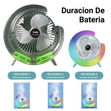 VENTILADOR DE MESA PORTATIL G ESCITORIO LAMPARA LUCES RGB - 2