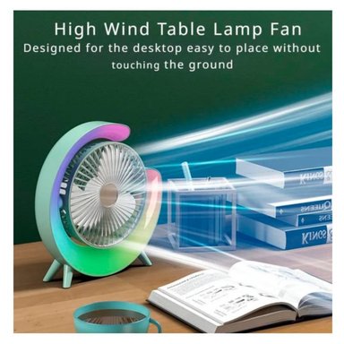 VENTILADOR DE MESA PORTATIL G ESCITORIO LAMPARA LUCES RGB - 6