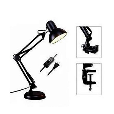 LÁMPARA ESCRITORIO SEISA MT811 NEGRO CON BRAZO AJUSTABLE DE METAL GIRATORIO