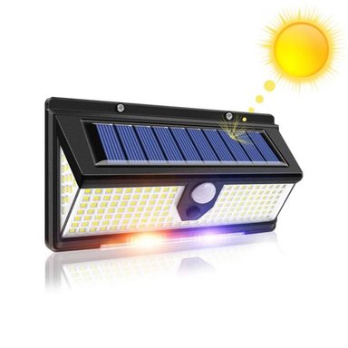 LÁMPARA CL-S190 NEGRO SOLAR SENSOR 190 LED BRILLANTES LUCES ROJAS AZUL