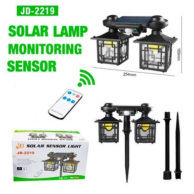 LÁMPARA JD-2219 NEGRO SOLAR RECARGABLE CONTROL SENSOR MOVIMIENTO OSCURIDAD