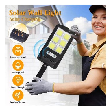 LÁMPARA 2098 NEGRO MINI SOLAR 6 CELDAS 120 LED EXTERIOR SENSOR MOVIMIENTO