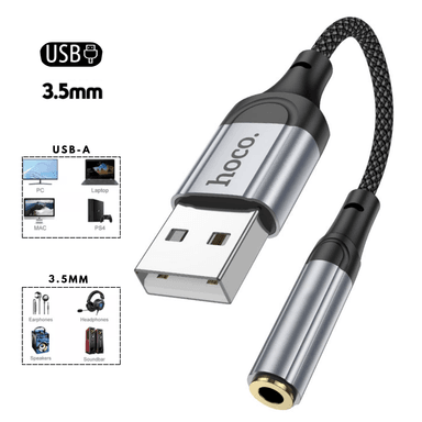 CABLE HOCO ADAPTADOR AUDIO DIGITAL USB A 3.5 MM LS36 FRESH - 1