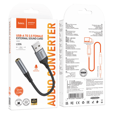 CABLE HOCO ADAPTADOR AUDIO DIGITAL USB A 3.5 MM LS36 FRESH - 6