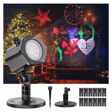 LUCES NEGRO NAVIDAD PROYECTOR GIRATORIO CON LED 12 DIAPOSITIVAS