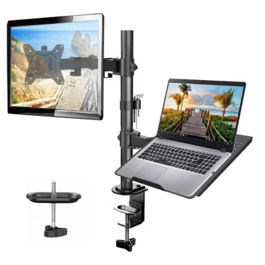 SOPORTE 2 EN 1 PARA MONITOR Y LAPTOP 13-32 Y LAPTOP DE 10 A 17 CON BRAZO ARTICULADO ERGONÓMICO ZJ-K7902