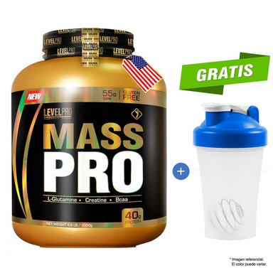 PROTEÍNA LEVEL PRO MASS PRO 6.6 LIBRAS VAINILLA + SHAKER