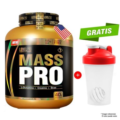 PROTEÍNA LEVEL PRO MASS PRO 3KG VAINILLA GANADOR DE PESO + REGALO