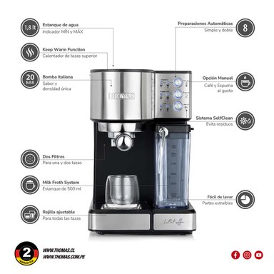 CAFETERA ESPRESSO LATTEKAFFEE TH-160DELI - 6