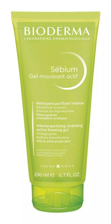 GEL MOUSSANT ACTIF BIODERMA SÉBIUM DÍA/NOCHE PARA PIEL GRASA DE 200ML - 1