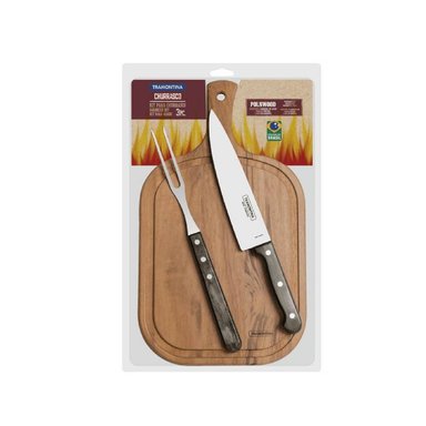 SET ACCESORIOS COCINA TRAMONTINA X3PZ POLYWOOD ASADOR