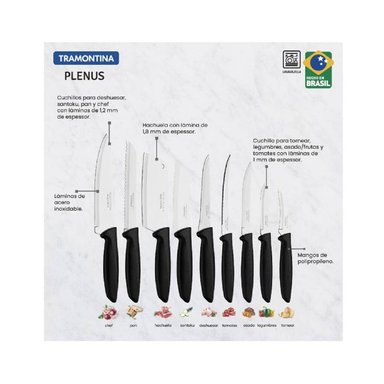 JUEGO DE CUCHILLOS TRAMONTINA ACERO INOXIDABLE 9 PZ - 2