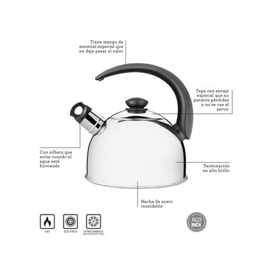 TETERA TRAMONTINA  ACERO. INOX CAP. 2 L. - 2
