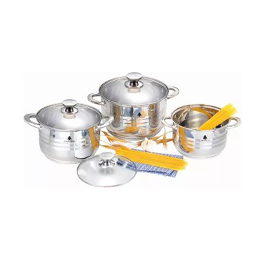 JUEGO DE OLLAS SILVER LIBANESA 6 PZ ACERO INOX TECNOLOGIA ALEMANIA