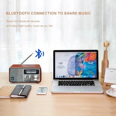 RADIO PORTATIL AM FM RETRO VINTAGE PARLANTE BLUETOOTH - 4
