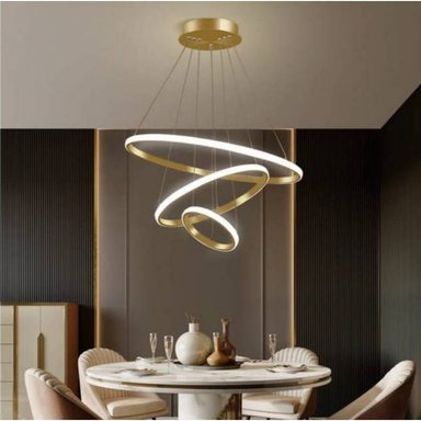 LÁMPARA LAP3A01 AMARILLO 3 LUCES MODERNA CON ANILLO IRREGULAR LED DORADO