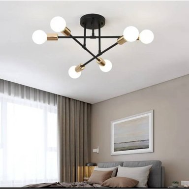 LÁMPARA COLGANTE LTAASFD04 NEGRO CON DORADO GETAFE 6 LUCES